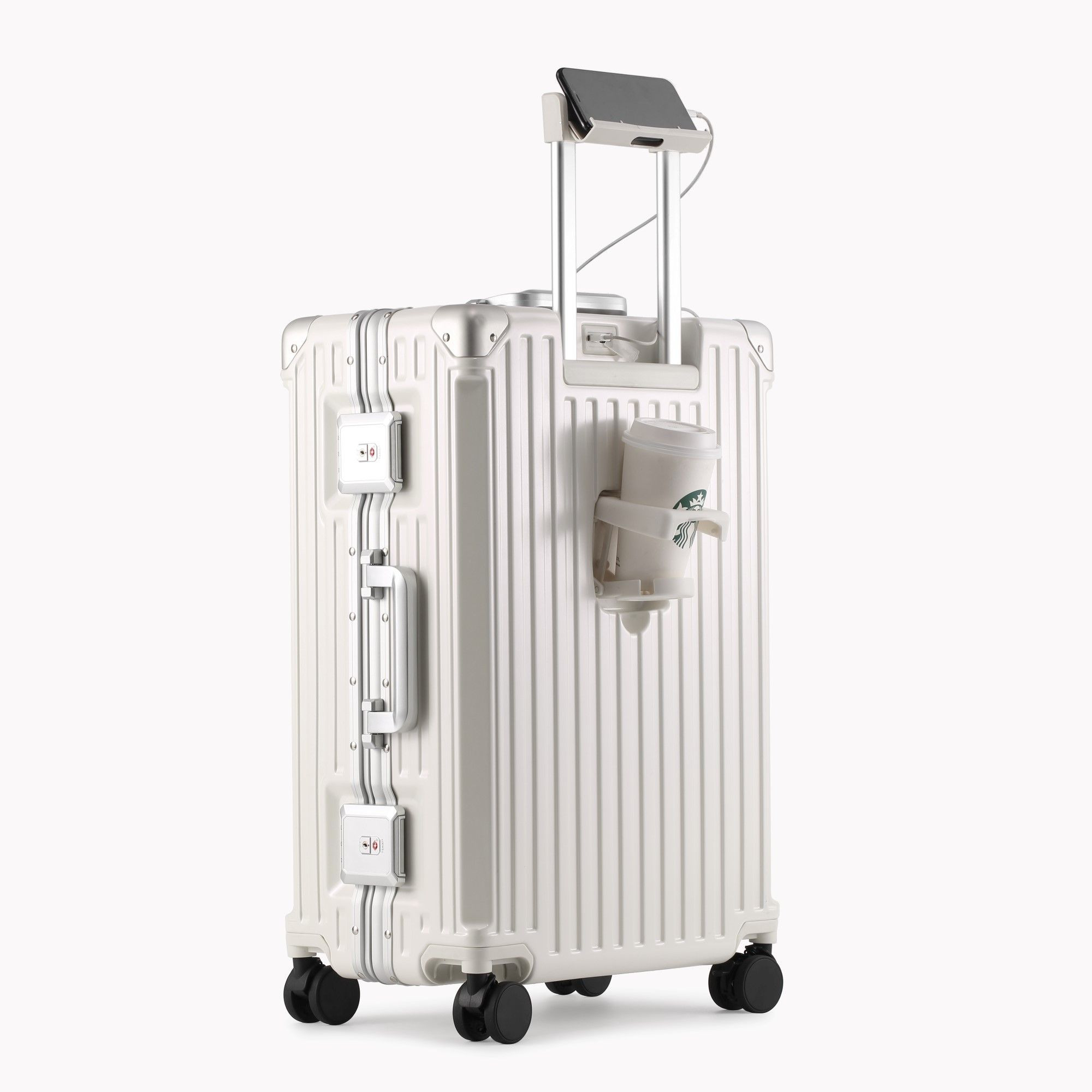 White Aluminum Luggage Travel bag LX-009